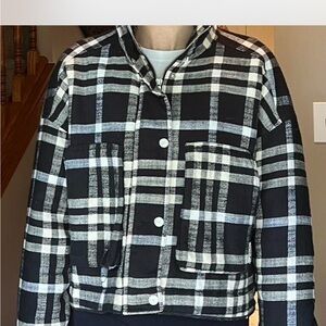 BDG Black and Cream Plaid Jacket